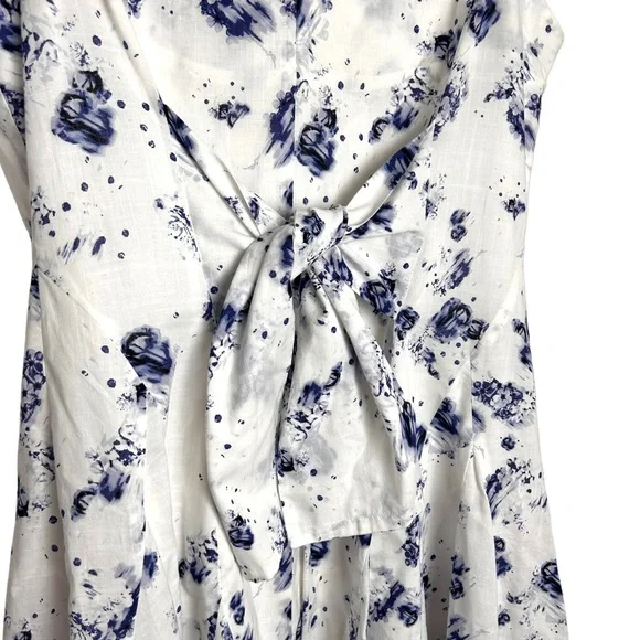 Rebecca Taylor NWOT Blue Floral & White  fit & flare full skirt floral dress SZ4 - Picture 2 of 10